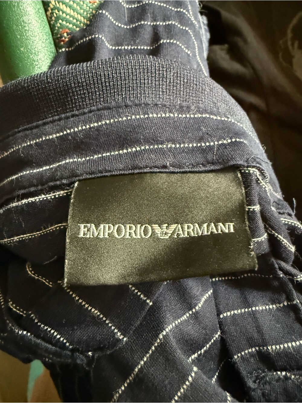 Emporio Armani Navy and White Striped Polo - Picture 3 of 3